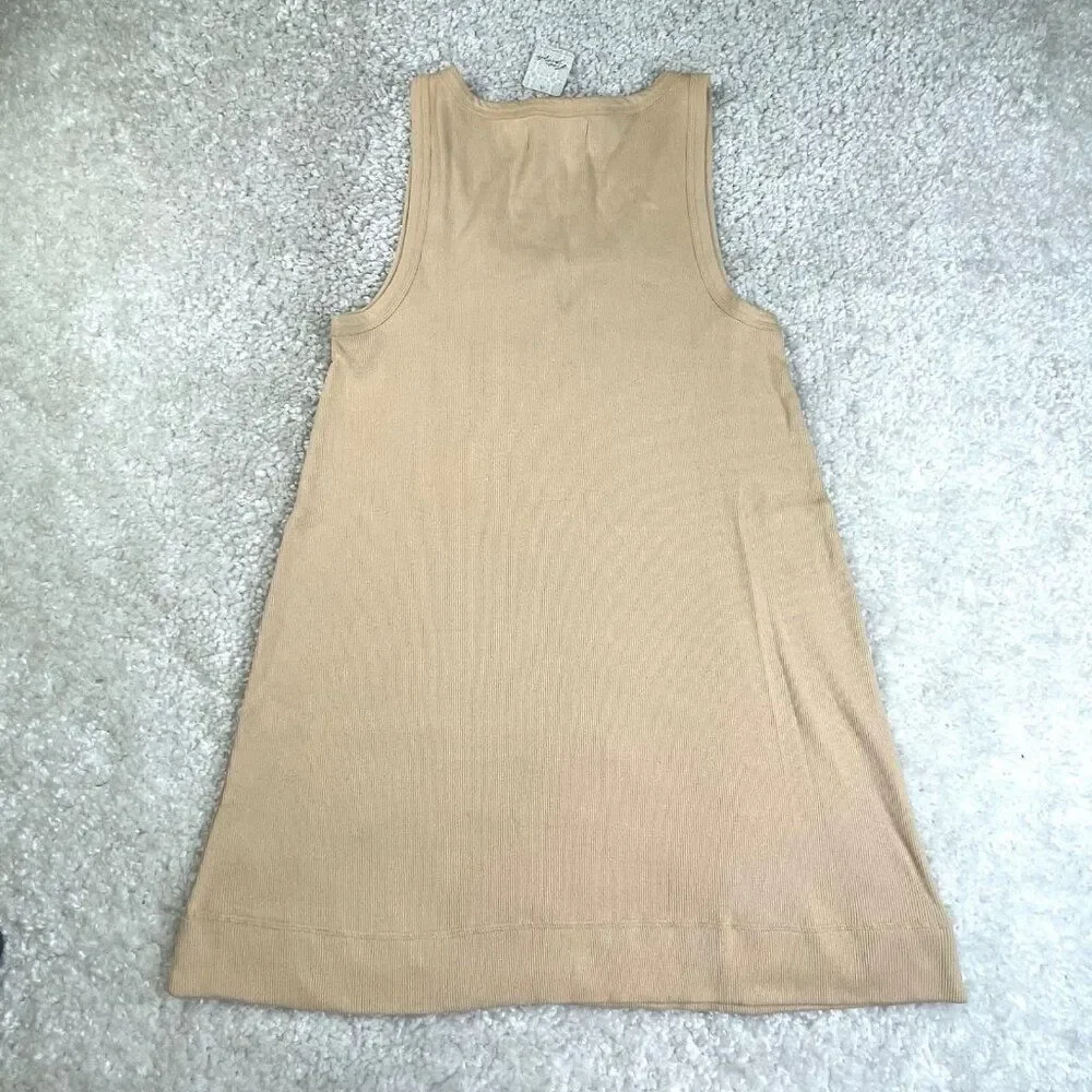 Free People Beach Tracey Mini Rib Tank Dress Beige Sand Large NEW